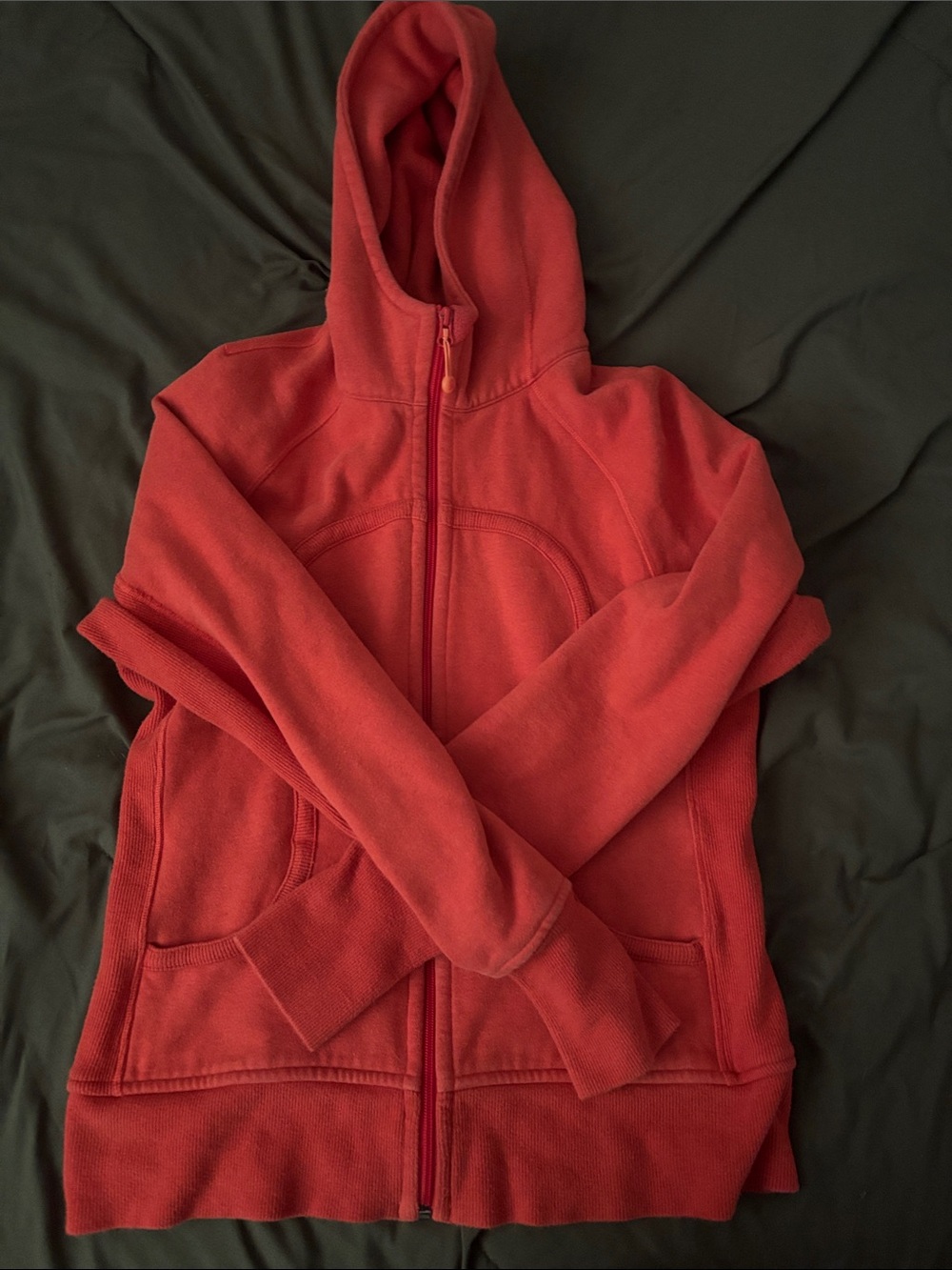 Orange Full-Zip Hooded Sweater